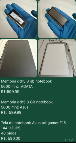 MEMÓRIA RAM DDR5 NOTEBOOK + TELA