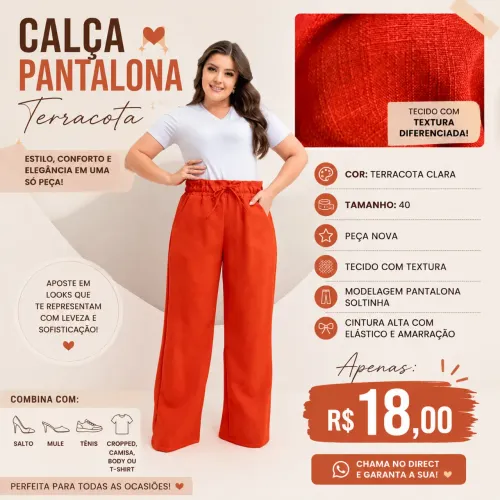 Calça pantalona terracota