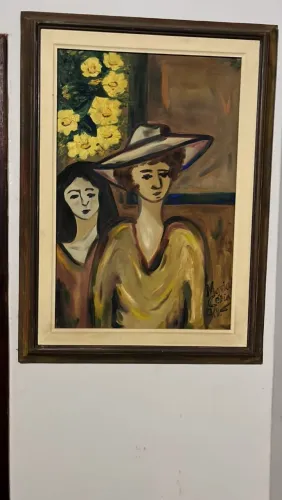 Quadro damas pintado a mao