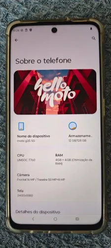Celular Moto G35 5G 128GB Motorola. Impecável. Dual Chip. NFC. Completo