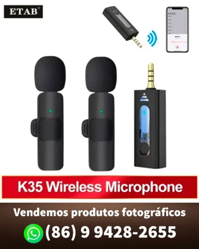 02 Microfone Condensador de Lapela sem Fio mais transmissor (tudo novo)
