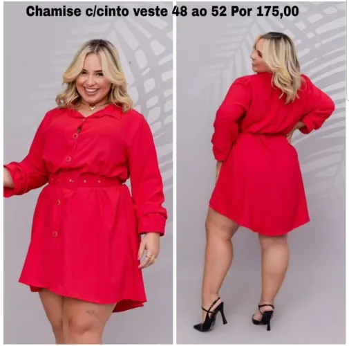Chamise plus size em crepe de seda com cinto por R$125,00 cada pix