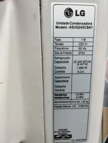 Ar condicionado LG Inverter 22000BTUS, Frio
