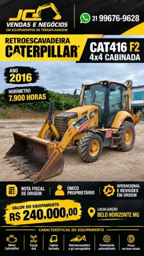Retroescavadeira Caterpillar 416F2 4x4 cabinada