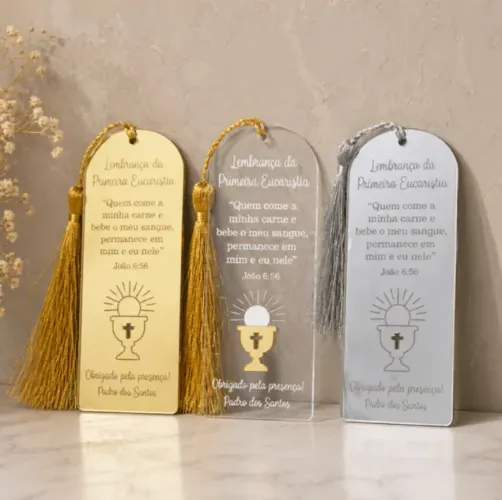 Kit 5 Lembrancinhas Marcador De Pagina Primeira Comunhão Personalizado Crisma Batizado