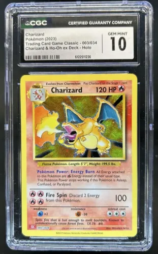 Carta CGC 10 Charizard Holo 003/034 Pokemon TCG Classic 2023 inglês GEM MINT