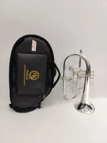Flugelhorn HS MUSICAL HH1 Sib c/ gatilho - Prata/Ouro - NOVO