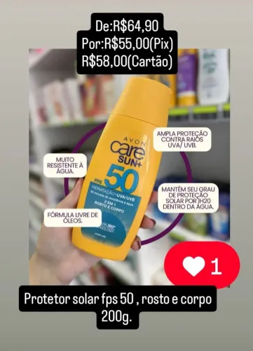 Protetor solar fps 50 rosto e corpo 200g 