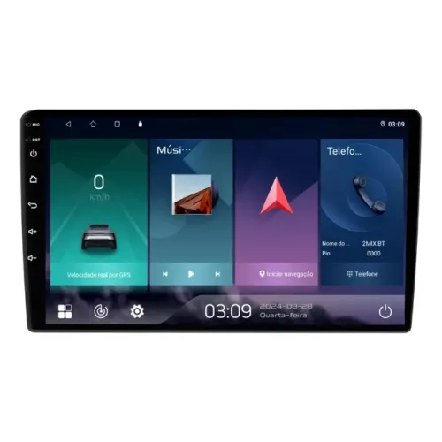 Central Multimídia Android 14 Universal 10 Polegadas Carplay e Android Auto Gps Waze Maps