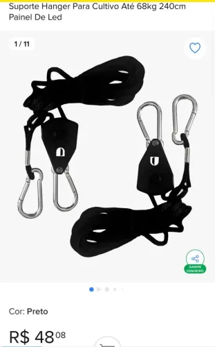 Suporte Hanger Ajustável para Cultivo / Painel de LED - Até 68kg (240cm)