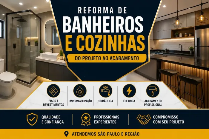 Reforma de cozinha, banheiro,sala,quarto em geral