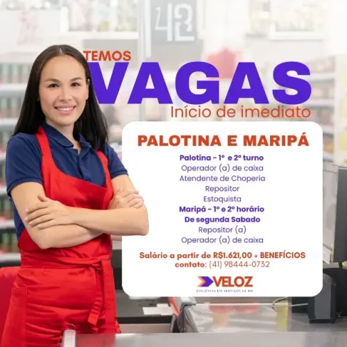 Operador de caixa, atendente de choperia, repositor e estoquista