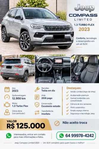 Jeep Compass Limited T270 1.3 TB 4X2 Flex AUT 2023