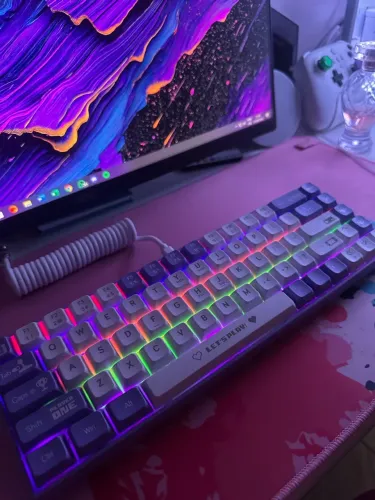 Teclado Mecânico Gamer Ajazz AK680 Lilás com branco RGB