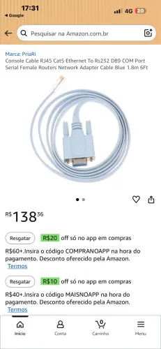 Cabo rede e vga