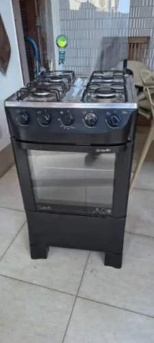 Fogão Mueller Moderatto 4 bocas com porta com visor - preto-fosco