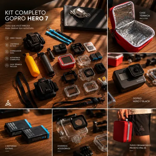 GoPro Hero 7 Black + Kit Completo de Acessórios | Pronta para aventura