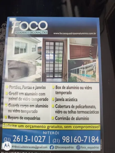 FOCO ESQUADRIAS - Vagas: INSTALADOR DE ESQUADRIAS E AJUDANTE.