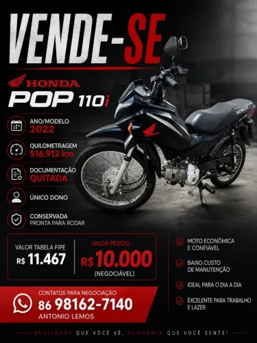 POP HONDA 2022 - UNICO DONO - CONSERVADA
