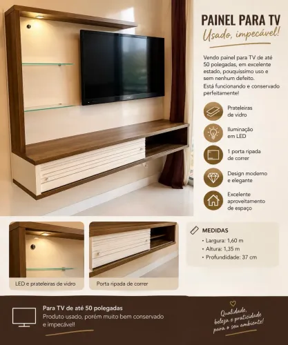PAINEL PARA TV - USADO, IMPECÁVEL