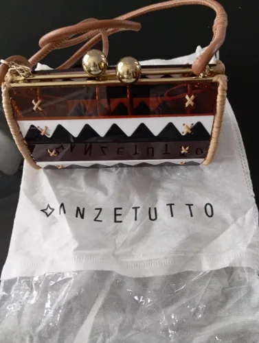 Bolsa Wai Wai Acrílico Marrom Preto e Branco