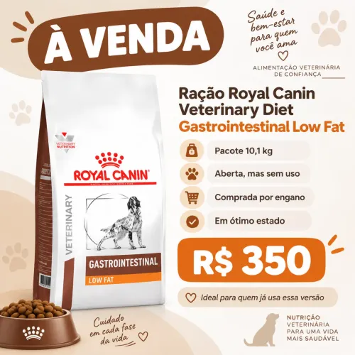 Ração Royal Canin Gastrointestinal Low Fat 10,1 kg - aberta, sem uso