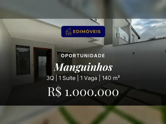 Seu novo lar em Manguinhos: Casa duplex 3 quartos com suíte e garagem