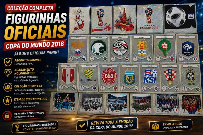 40 Figurinhas Especiais Panini Copa do Mundo Rússia 2018 - Legends, Escudos e Holográficas