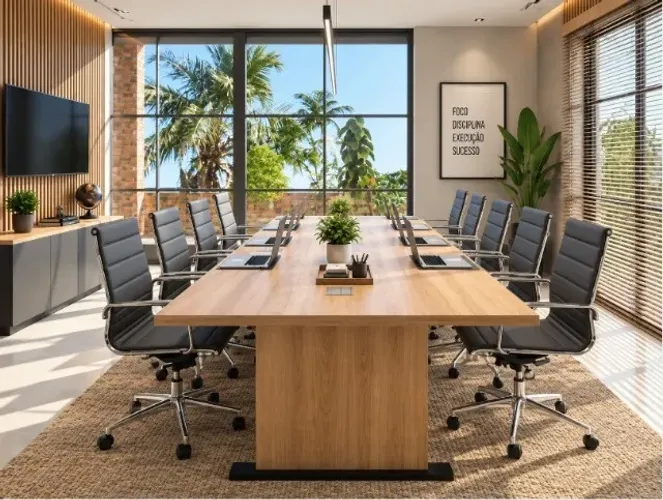 Mesa de Reunião Best Work : L260cm x P100cm x A74cm.. 8 Lugares com Caixas de Tomadas