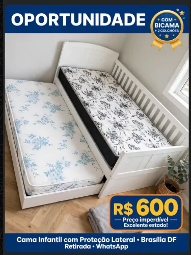 ? CAMA INFANTIL COM PROTEÇÃO LATERAL - SEMI NOVA / POUCO USO