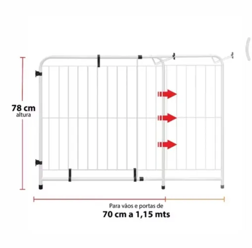 Portão de Proteção Extensivo Regulável 70 à 115 cm<br>