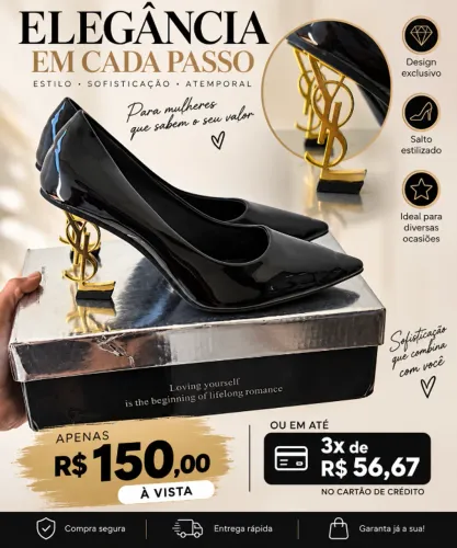 Scarpin Preto Verniz Feminino - Elegante e Sofisticado ?
