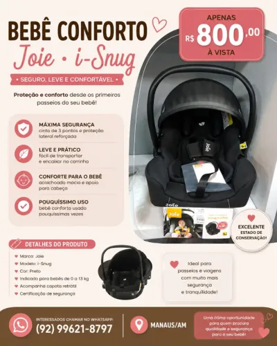 Vendo Bebe Conforto Joie i-Snug - manaus AM