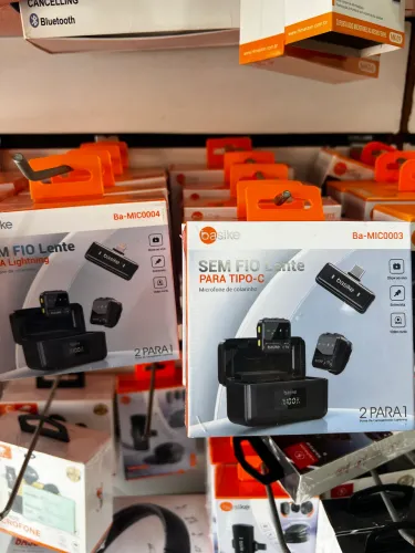 Microfone de Lapela Profissional Tipo C e Lightning para gravação de vídeos reels Tik Tok