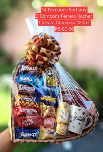 Presente Cesta de Chocolates Páscoa 