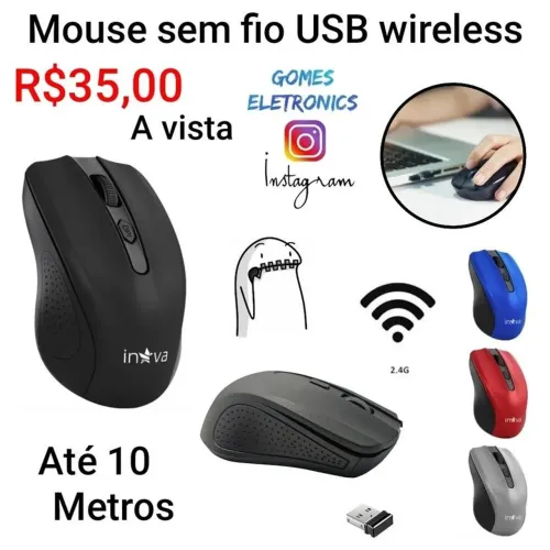 Mouse sem Fio Wireless usb a Pilhas até 10 metros (Loja fisica)