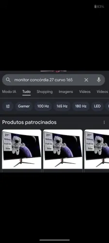 Monitor gamer 27" curvo 165hz