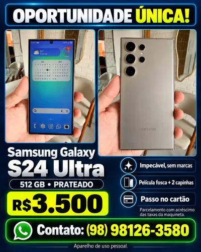 Vendo S24 Ultra com spen, 512 gb, prata (estado de novo)
