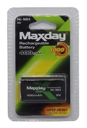 Bateria 9v Recarregável Maxday 400mah 