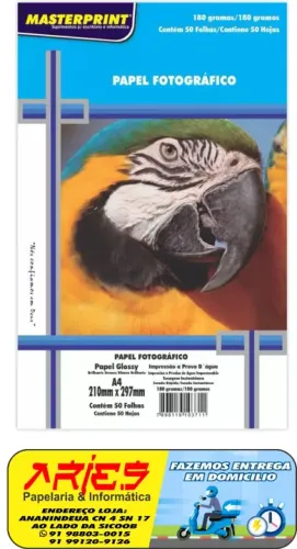 papel foto masterprint glossy A4 180g 50 folhas