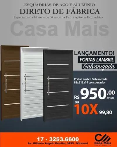 Portas Lambril Galvanizada Direto da Fabric