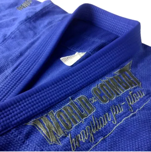 Kimono jiu-jitsu world combat azul A2, A3