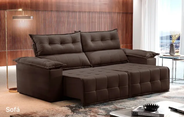 Sofá Retrátil Reclinável Natal 2,30m Molas Bonnel t43