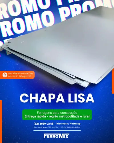 Chapa lisa - Ferragens para serralheria e construção - Entrega rápida e Parcelamento 10x