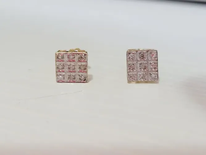 Brincos com diamentes e prata de lei banhado a ouro 18k