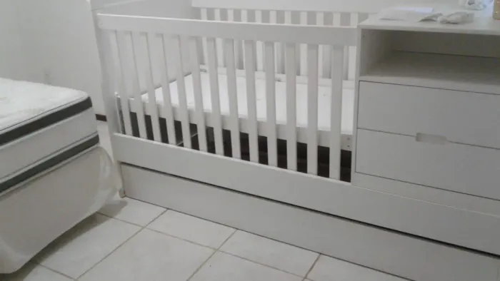 Berço 3em1 multifuncional cama solteiro+minicama+cômoda+trocador+cama auxiliar 