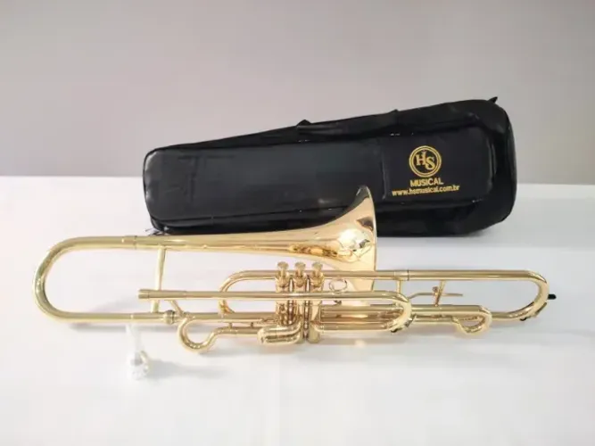 Trombone Curto Hs Musical S761 Sib Profissional - 10X no Cartão - Envio p/ todo Brasil