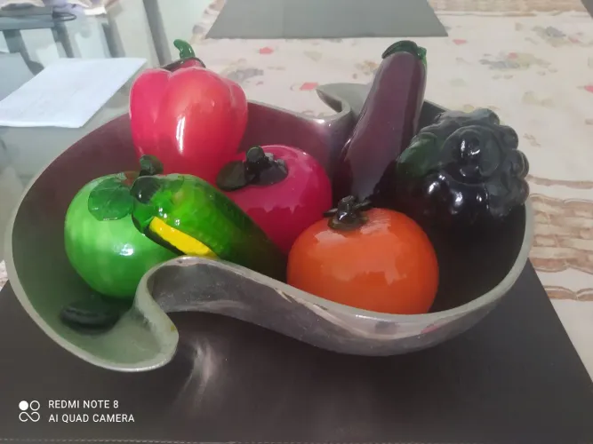 Jogo de frutas em vidro para decoração