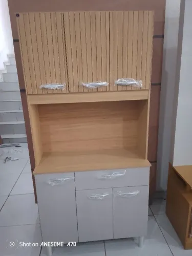 Armário de cozinha ripado 3d montagem e entrega grátis