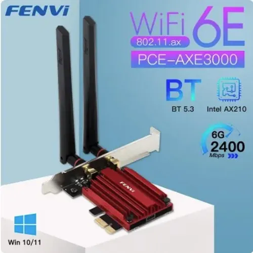 Adaptador PCI Express Fenvi WiFi 6E Wireless + Bluetooth 5.3 AX3000, 12x 18,93